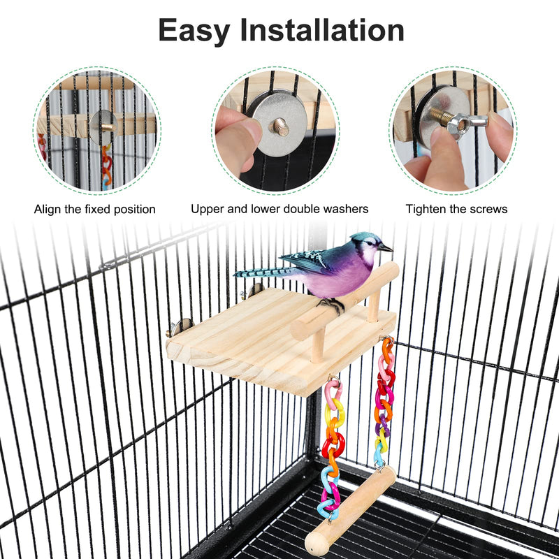 Bird Perches Cage Toys Parrot Wooden Platform Play Gyms Exercise Stands with Acrylic Wood Swing Ferris Wheel Chewing for Animals Green Cheeks, Baby Lovebird, Chinchilla, Hamster Budgie Platform+Swing - PawsPlanet Australia