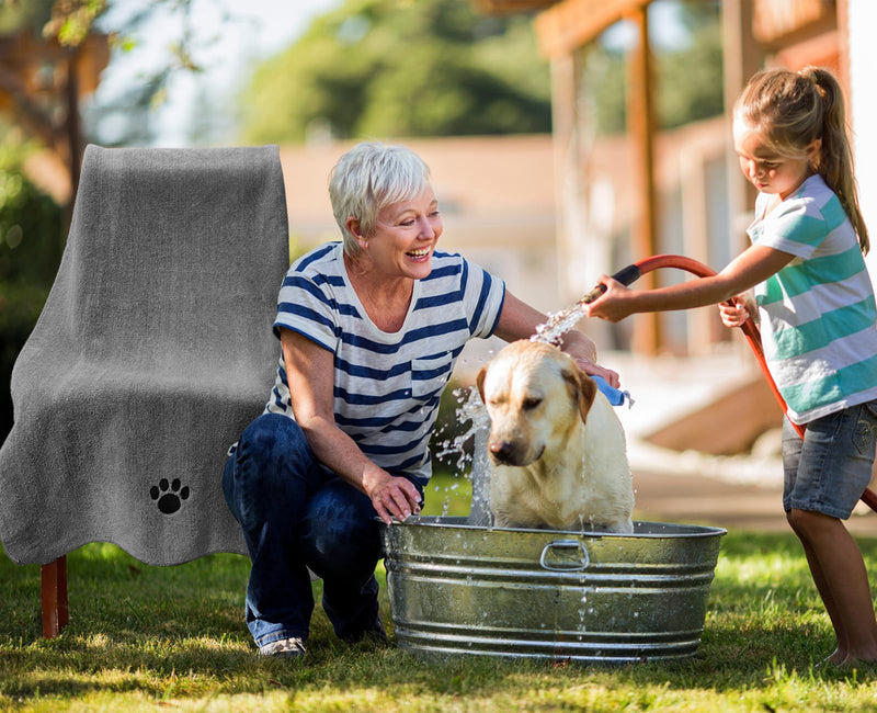 Microfiber Dog Towels for Drying Dogs, Super Absorbent and Soft Pet Grooming Towel, 40 Inch X 23.6 Inch, Perfect Dog Shower & Bath Supplies for Large, Medium or Small Dogs, Grey 40"X23.6"- 1pack - PawsPlanet Australia