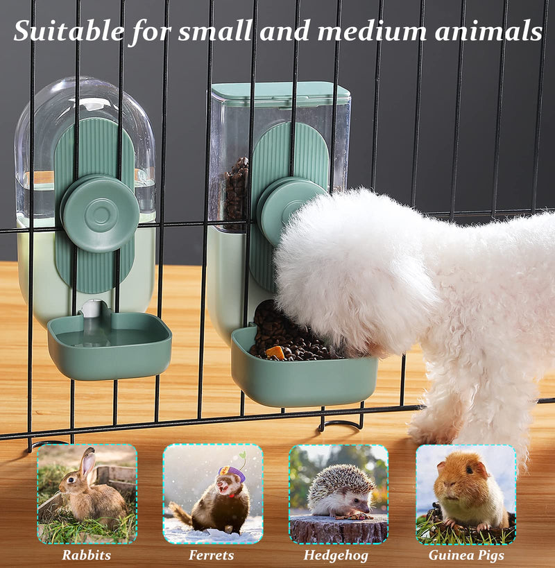 35oz Hanging Automatic Pet Food Water Dispenser, Auto Gravity Pet Feeder and Waterer Set, Cage Cat Food Bowl Dog Feeding Station for Puppy and Kitten Rabbit Chinchilla Hedgehog Ferret (Green) Green Waterer and Feeder C - PawsPlanet Australia