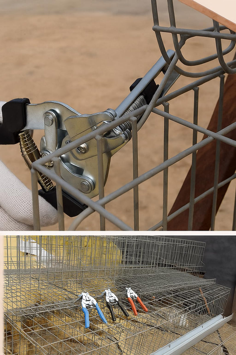 Hog Ring Pliers Kit with 600 Pcs of Galvanized Steel Hog Rings, Hog Ring Chicken Duck Goose Dog Cat Rabbit Kit Clamp with Nail Groove, Repair Hand Tools for Animal Cages, Wire Fencing, Railing-Yellow Yellow