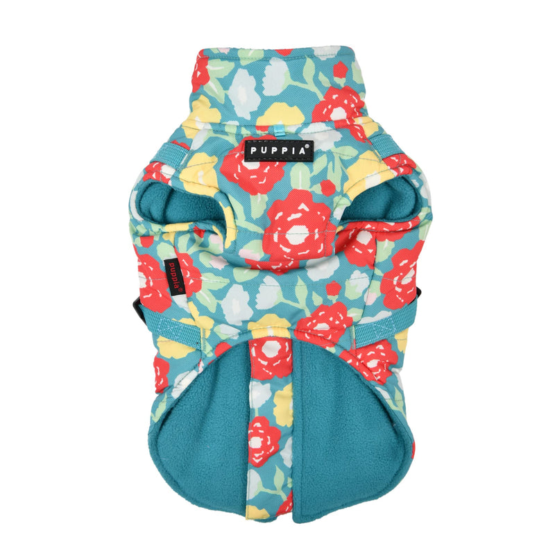 PUPPIA Puppia Alyssa Winter Dog Coat with Integrated Harness No Pull Cold Weather Waterproof Warm Fleece Back Zipper for Small & Medium Dog, Aqua, X-Large - PawsPlanet Australia