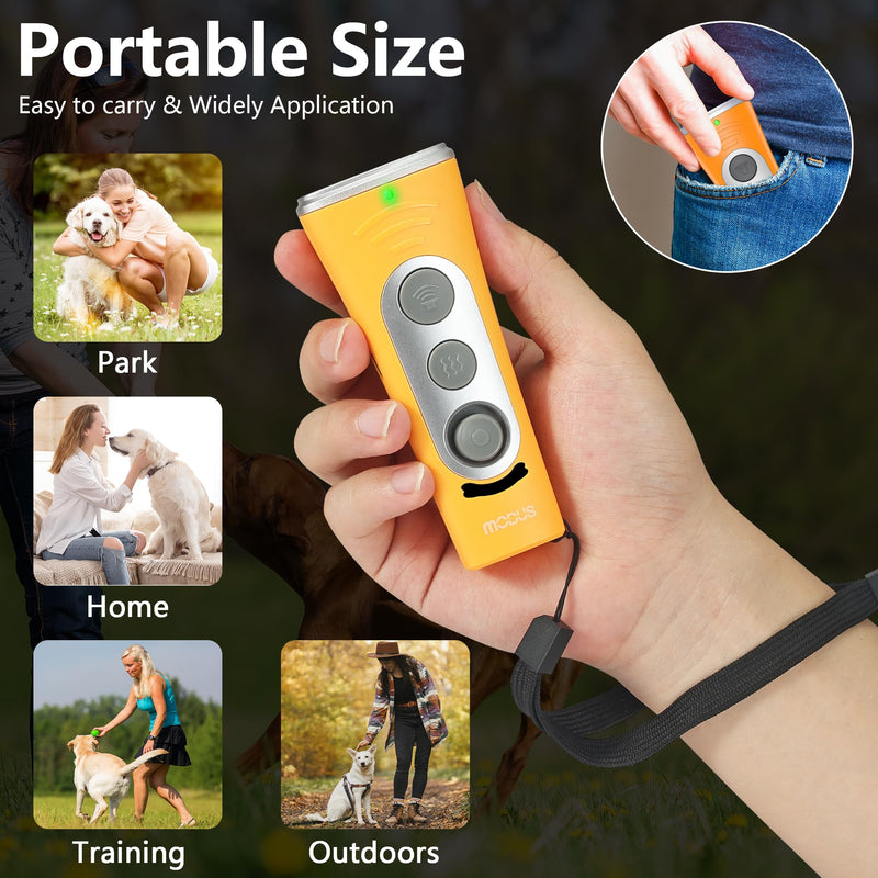 MODUS New Anti Barking Device, 4X Ultrasonic Emitters Dog Bark Deterrent Device, Rechargeable Handheld Dog Barking Control Devices Dog Training&Behavior Aids with 50ft Range Indoor Outdoor(Yellow) Deep Blue Anti Barking Device - PawsPlanet Australia