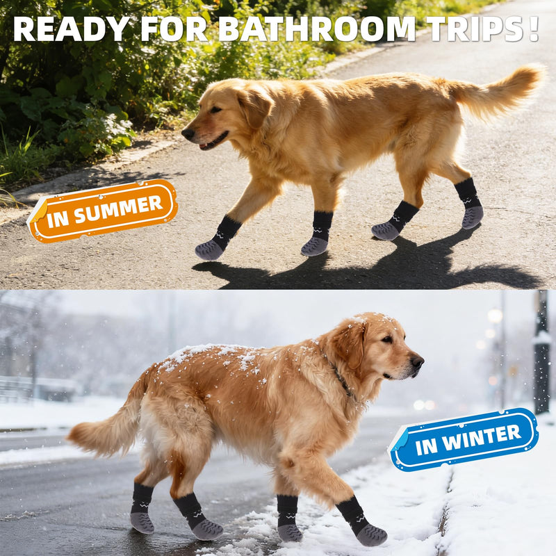 Dog Socks Shoes for Hot Pavement to Prevent Licking Paws, Summer Anti Slip Pet Booties with Grip Traction Control for Hardwood Floors, Grippy Boots & Paw Protectors for Small Medium Large Senior Dogs Black Large (Paw Width: 3") - PawsPlanet Australia