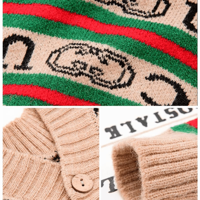 Cute Knitted Cat Sweaters Warm Striped Dog Apparel Thickened Winter Kitten Sweaters for Indoor Cats and Small Dogs (Stripe 1,M (3.3-5.5lbs)) Stripe 1 M (3.3-5.5lbs) - PawsPlanet Australia