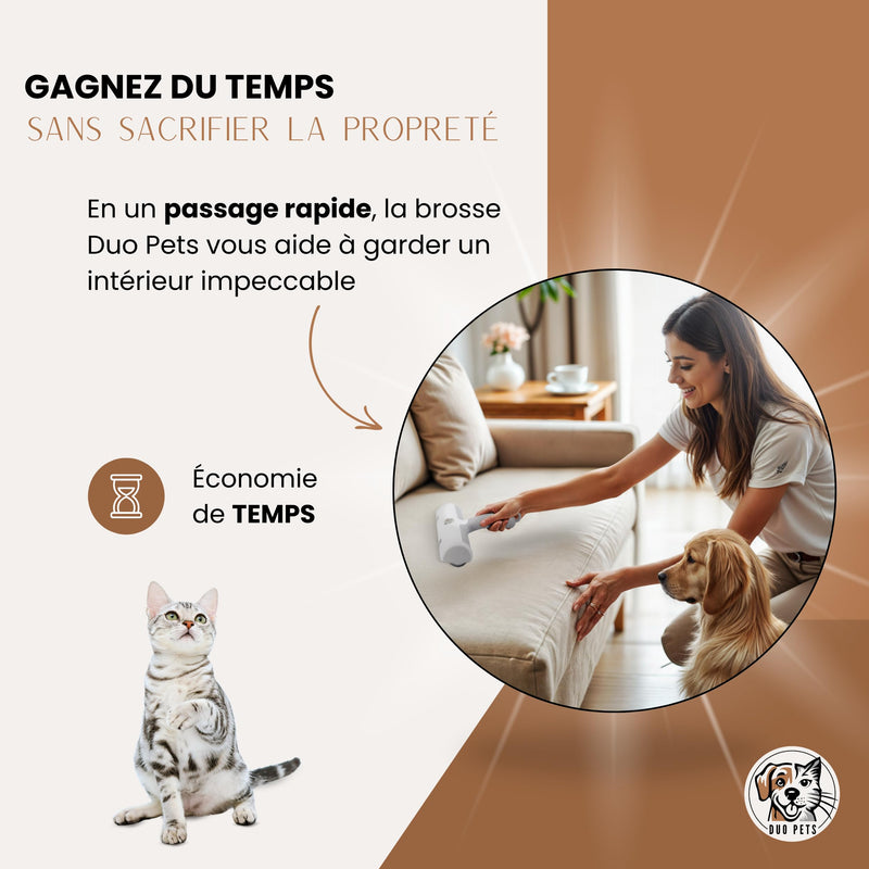 Pet Hair Remover Brush for Cats and Dogs on Sofa, Carpets, Clothes, Car, Brush, Duo Pets, Reusable No Refill, Easy Cleaning + Bonus Balls Washing Machine. white/grey - PawsPlanet Australia