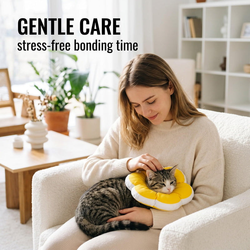 1 pc. Cat neck collar with flower shape, adjustable and waterproof collar for cats after surgery, anti-licking and anti-biting protection, breathable polyester