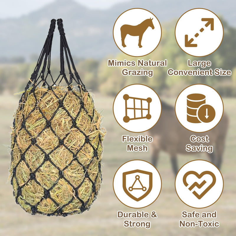 Slow Feed Hay Nets for Horses 2PCS, 42" Length with 2" Holes Hay Nets Holds 3-5 Flakes, Chew-Resistant Polyester Fiber Material - PawsPlanet Australia
