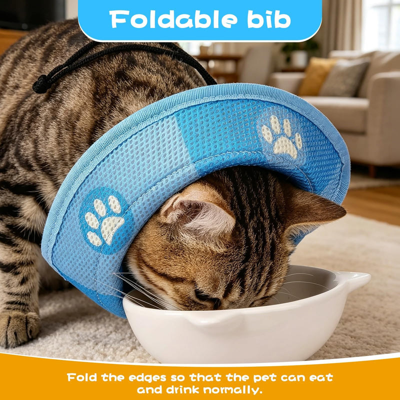 Neck brace for cats and small dogs, neck brace for cats after surgery, adjustable recovery collar to prevent scratching, for sores, injuries, wound healing, blue, size M