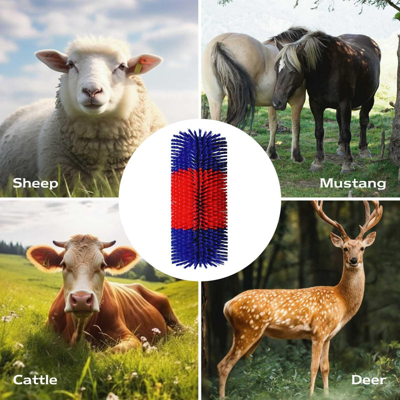 2Pcs Soft Livestock Scratching Brush, Goat Scratcher Brush Full Massage Grooming Brushes with 8 Screws for Cow, Cattle,Horse,Goat,Pig (Red, 1 Pack) Red - PawsPlanet Australia