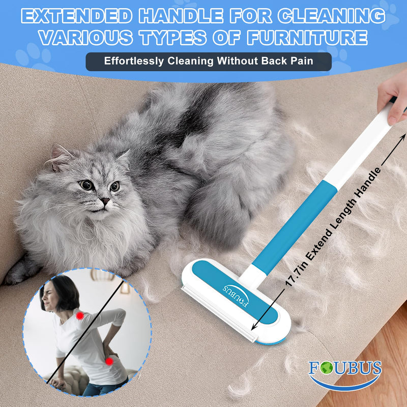 4 in 1 Multifunctional Pet Hair Removal Tool, Dog&Cat Hair Remover for Couch Carpet Furniture, Pet Hair Removal Broom with 17.7Inch Extendable Long Handle&Reusable Washable Cat Hair Remover Brush - PawsPlanet Australia