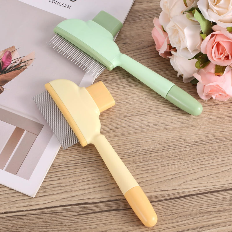 2pcs Pet Shedding Brush, Pet Hair Remover Comb with Release Button Self-Cleaning Grooming Brush for Deshedding Dogs Cats Short & Long Loose Hairs (Green, Yellow) - PawsPlanet Australia