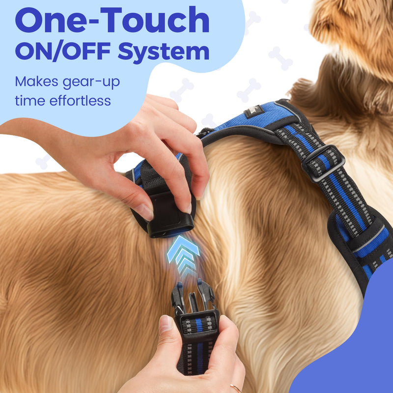 Funfox Dog Harness No Pull, Adjustable Pet Vest Harness Blue S with Handle, 2 Leash Clips for Daily Walking Easy Control, Soft Durable Reflective Comfortable for Small Sized Dogs - PawsPlanet Australia