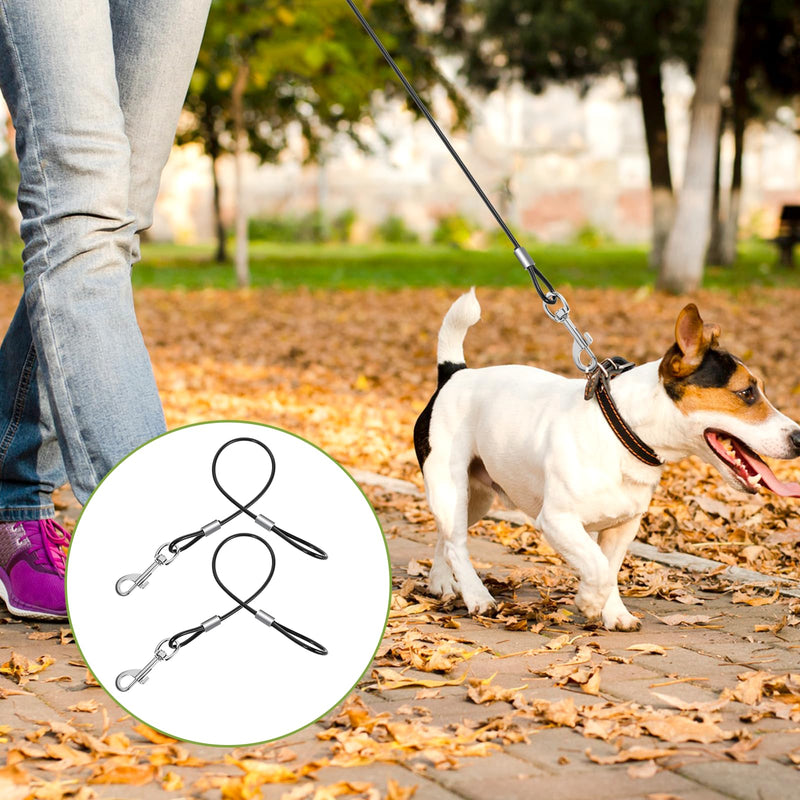Xindojuz 2 PCS Chew Proof Dog Leash Extender for Training, Retractable Dog Leashes Heavy Duty for Small Dogs, No Tangle Multiple Two Dogs Leashes for Collars & Harnesses (Black, 15.75 Inch/40 cm) Black - PawsPlanet Australia