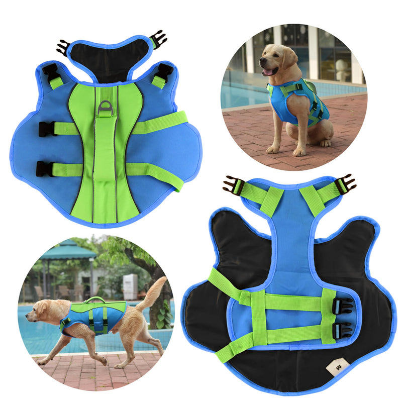 PETDSH Dog Life Jacket Large, High Flotation Dog Life Vest for Swimming Boating, Reflective Puppy Lifejacket with Superior Buoyancy and Rescue Handle, Adjustable Safety Dogs Floating Vests Large (Chest Girth:19.7-29.5'') Blue & Green - PawsPlanet Australia