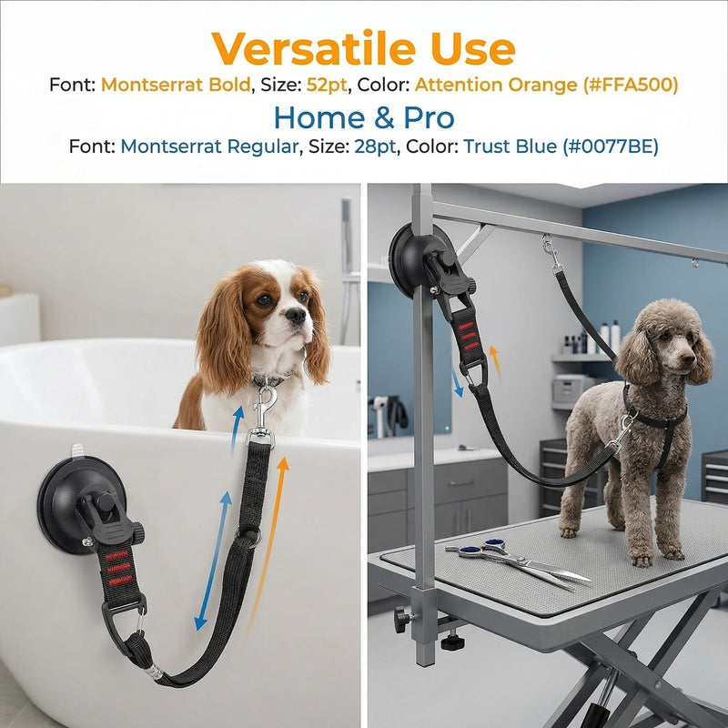 Dog Bathing Tether, Multiple Pet Sizes Adjustable Dog Bath Tether with Suction Cup, Grooming Pet Restraint Leash with Rubber Materia for Pet Dog Cat Shower and Grooming - PawsPlanet Australia