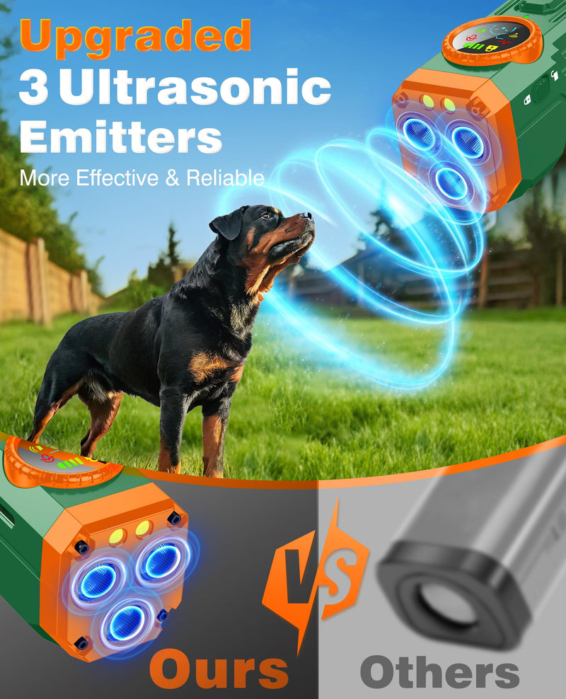 Dog Bark Deterrent Devices, 2025 Upgraded 3X Sonic Emitters Anti Barking Device for Own Or Neighbor's Dog, Safe & Effective Portable Ultrasonic Dog Bark Shield Rechargeable Dog Barking Silencer Green - PawsPlanet Australia