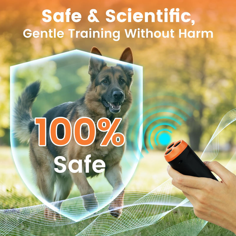 Ultrasonic Dog Bark Deterrent Device 3X Ultrasound Anti Barking Device Safe for All Dogs Training Tools Up to 50ft for Indoor Outdoor with Flashlight Rechargeable Training Device - PawsPlanet Australia