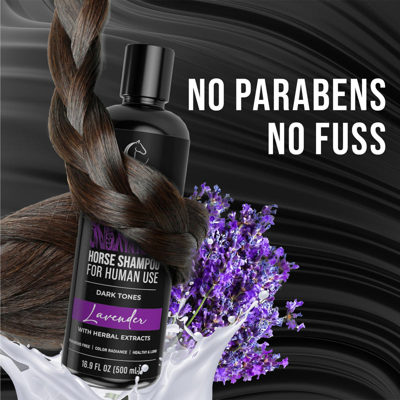 Lavender Horse Shampoo for Human Use for Dark Tones – As Seen on Shark Tank – Gentle, Hydrating, Paraben-Free Sensitive Scalp Shampoo for Hair Growth & Strengthening, 16.9 Fl Oz, 1-Pack 16.9 Fl Oz (Pack of 1)