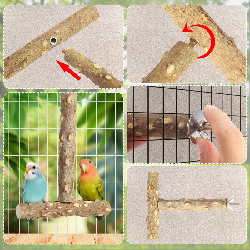 Bird Perches,4pcs Natural Wood Birds Stand Branch, Bird Perch Chewing Stick Cage Accessories Parrot Climbing Standing Branches Paw Grinding Fork Sets for Parakeet Lovebirds Cockatiels Conure Budgies - PawsPlanet Australia
