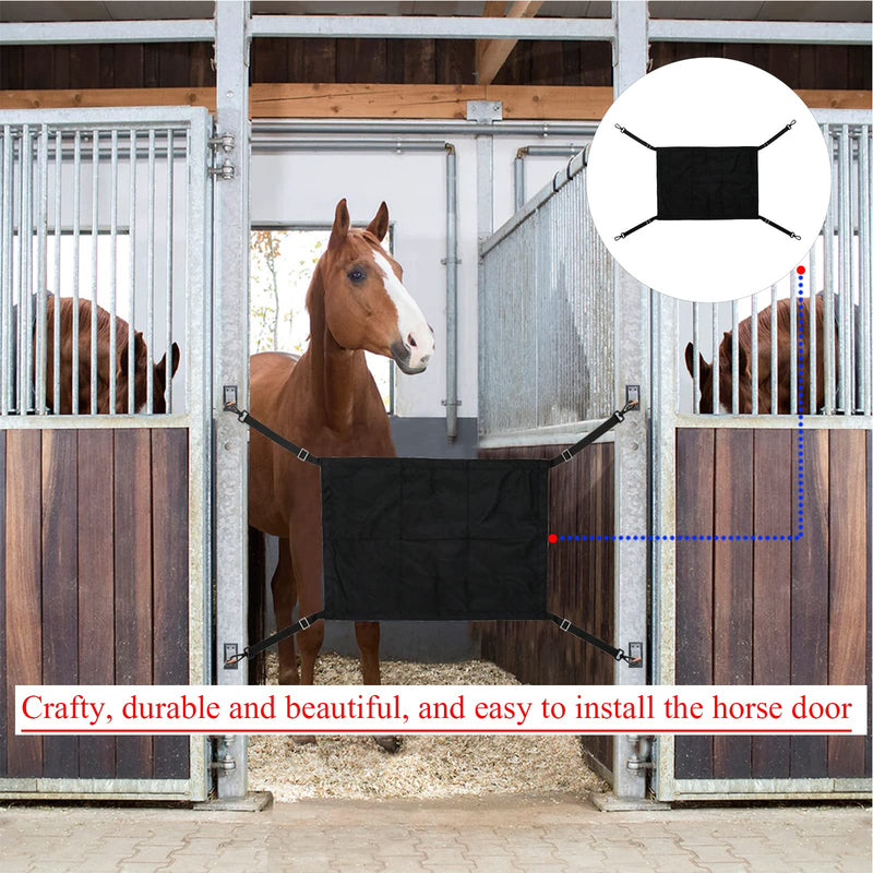 Horse Stall Guard with Swivel Snap Hook,Horse Stall Aisle Guard Fence with Ajustable Straps Strong Metal Push Gate Clip Equestrian Products (Black) Black - PawsPlanet Australia