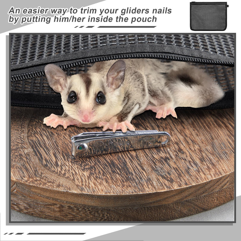 Abbylike 2 Pcs Sugar Glider Nail Trimmer Nails Trimming Pouch Mesh 7.87 x 9.84 inches Trim Bag for Guinea Pig Rat Ferrets Small Pets, Black - PawsPlanet Australia