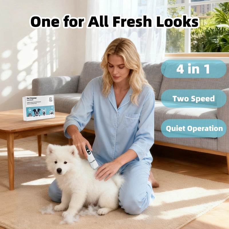 Dog Grooming Kit Hair Clipper with LCD Display - Low Noise Pet Hair Trimmer, Dog Nail Grinder Clippers for Grooming, Rechargeable Cordless Waterproof Paw Trimmer for Cats and Other Pets Silver