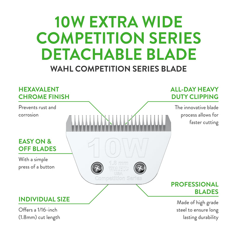 Wahl Professional Animal Competition Series Detachable Blade - 1/16-Inch Cut Length, 10W Extra Wide (2377-100)