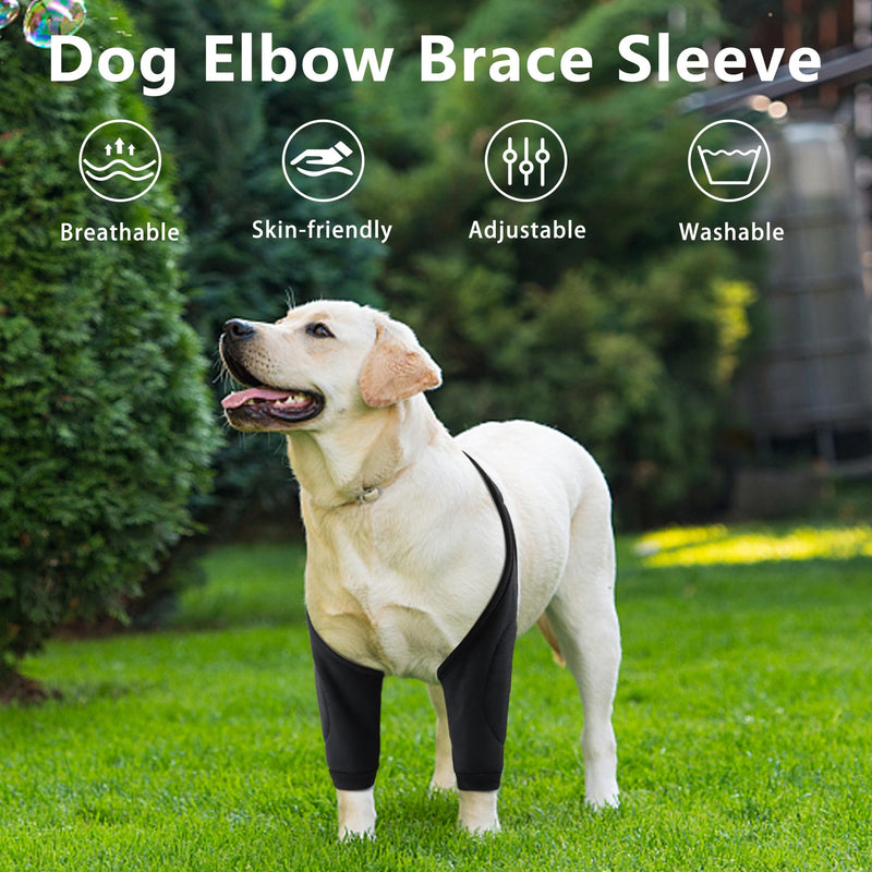 Dog Elbow Protector for Front Leg Calluses, Dog Joint Recovery Sleeve for Prevent Licking, Adjustable Dog Elbow Pads Dog Leg Wound Care, Dog Knee Brace Protector Pads for Canine Sprain Arthritis, 3XL 3X-Large(Sleeve Length:15.3") Black - PawsPlanet Australia