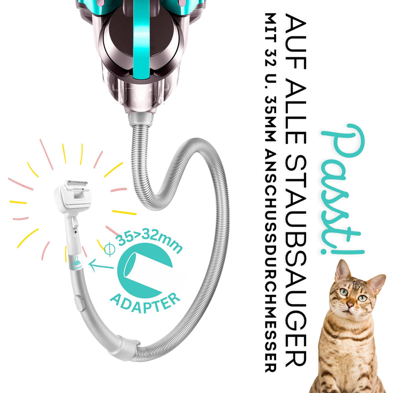 SAFE 'N CLEAN Pet Hair Brush Vacuum Cleaner Attachment Dog Brush Cat Brush Grooming Set 3-in-1 Compatible with Dyson Miele Siemens Rowenta AEG Kärcher Includes Adaptor for All Vacuum Cleaners Diameter