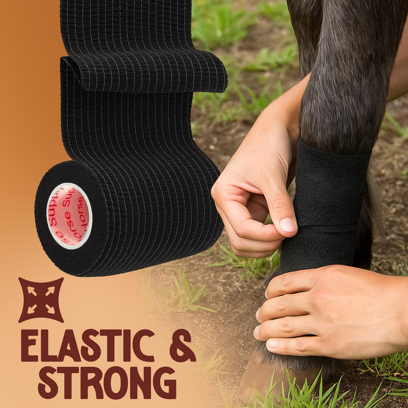 Prairie Horse Supply 24 Rolls Black Self Adhesive Bandage Wrap 4 Inch Elastic Cohesive Vet Tape for First Aid, Medical, Sport & Animals Wound - PawsPlanet Australia