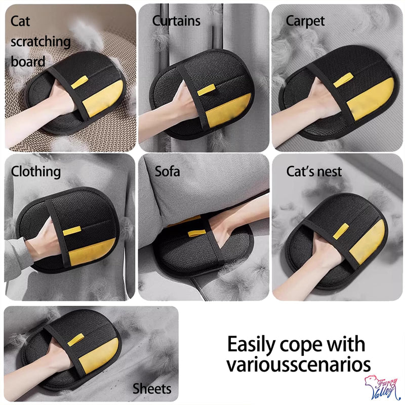 Furryvalley Upgraded Pet Hair Remover Electrostatic Gloves for Cats & Dogs, Reusable Grooming Glove for Hair Removal on Couch, Clothes, Carpet, Car Seats - PawsPlanet Australia