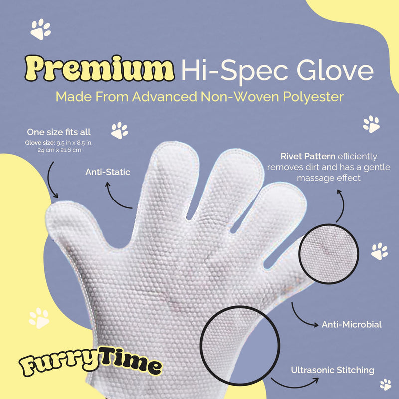 FURRYTIME Pet Cleaning Glove Wipes for Dogs & Cats, 30 Gloves, Hypoallergenic Pet Wipes Disposable No-Rinse Grooming, Extra Thick Bathing Wipes, Pet Dry Cleaning Paws, Coat, Ears, Eye Area, Butt - PawsPlanet Australia
