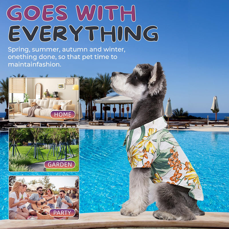 Hawaii Dog Shirt, Pet Summer T-Shirts Dog Style Floral Breathable Cool Clothes Hawaiian Shirts for Small Dogs and Cats Owner and Pet Shirts are Sold Separately 4XL-(65.1-85lb)-Chest~37.7" for Pets Yellow Only for Pets - PawsPlanet Australia