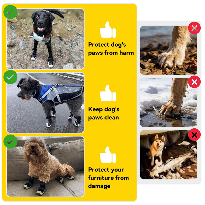 Dog Boots for Small to Large Breed, Waterproof Paw Protectors Anti-Slip Dog Winter Shoes with Adjustable Straps, Size 5
