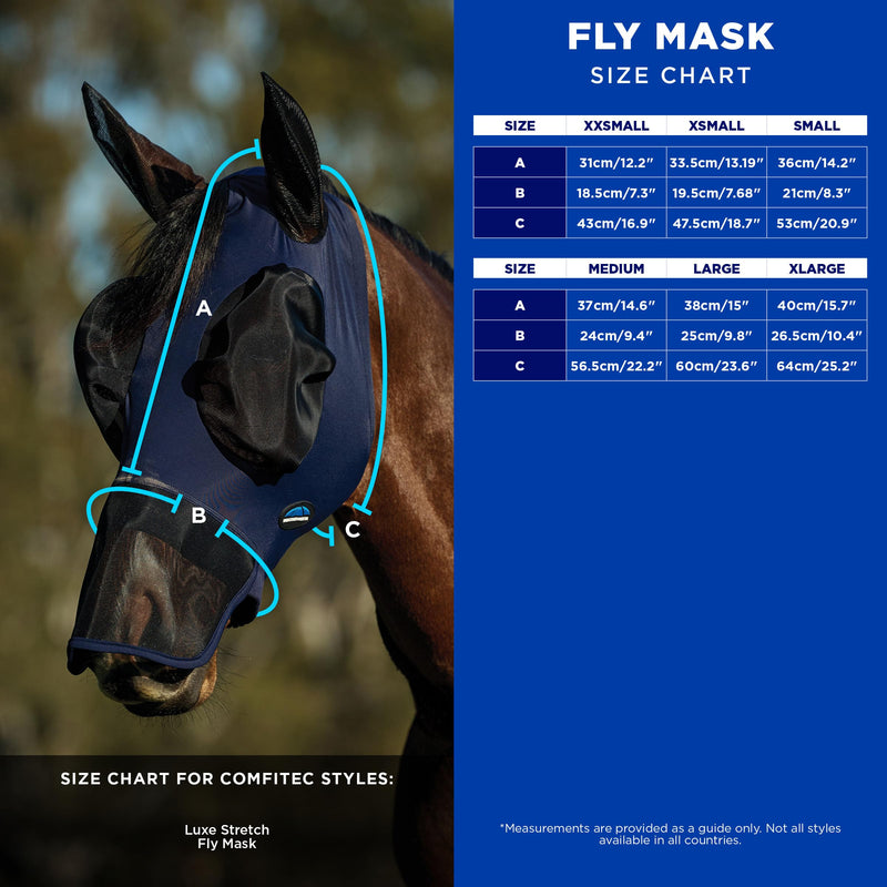WeatherBeeta ComFiTec Luxe Stretch Fly Mask with Ears & Nose, Burgundy/Black, Medium M
