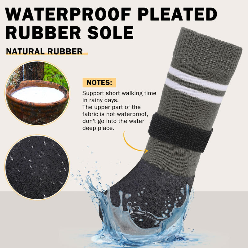 SCENEREAL Anti Slip Dog Boots & Paw Protectors for Hardwood Floor, Extended Dog Socks to Prevent Licking Paws, Waterproof Pet Snow Rain Shoe for Winter Medium Senior Dogs, Grey M Medium(Paw width 2.04in/5.2cm) - PawsPlanet Australia