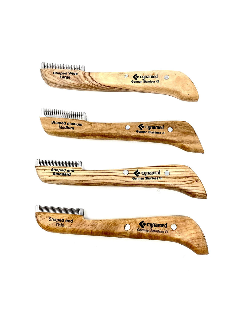 Cynamed Professional Pet Grooming Tool - Stripping Knives, Hand-Crafted Wooden Handle, German Grade Stainless Steel - Perfect for Hair of All Types (Medium) Medium - PawsPlanet Australia