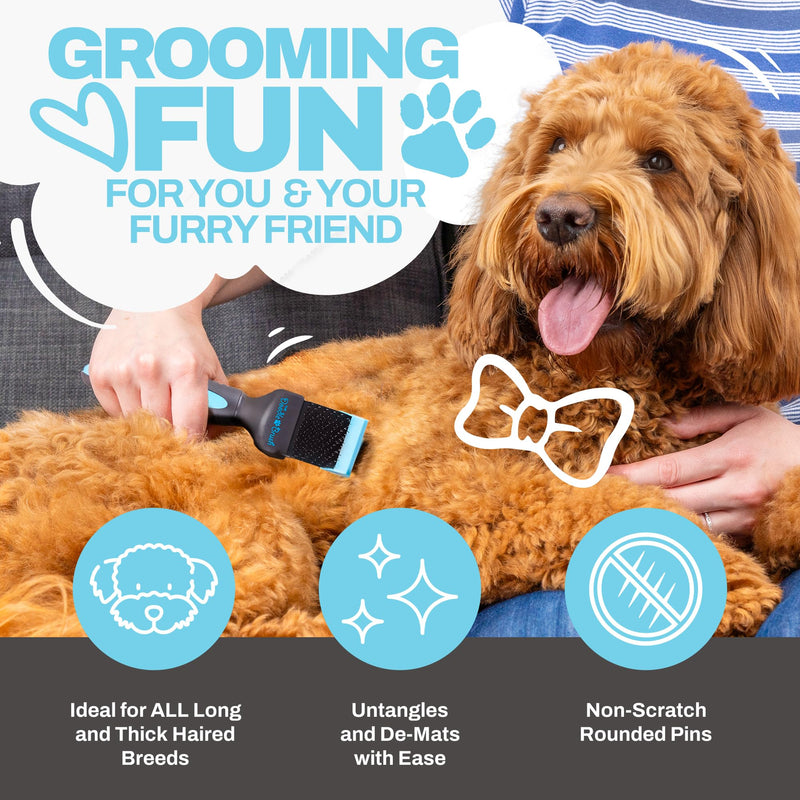 Slicker Brush for Dogs, Single Head Dog Grooming Brushes, Flexible Head Slicker for Dogs, Poodle, Labradoodle, Cockapoo, Tangle-Free Grooming, Healthy & Shiny Coat Pet Brushes - PawsPlanet Australia