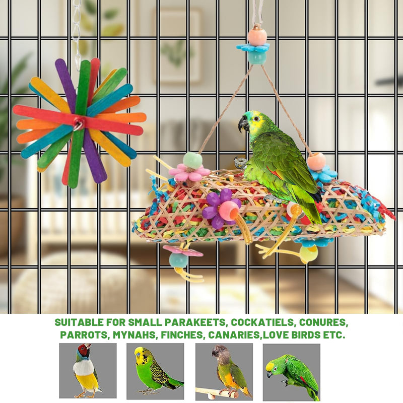 6pcs Parakeet Toy Cockatiel Toys Swing Hanging, Parrot Chewing Shredding Foraging Bird Toys with Rope Perch for Parakeets, Lovebirds, Conures, Cockatiels, Budgies - PawsPlanet Australia