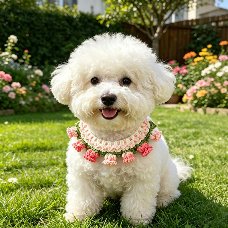 Soft Plush Flower Pet Collar for Cats & Dogs, Adjustable Cute Floral Neck Cone, Comfortable Protective Recovery Collar for Kitten Puppy Grooming & Daily Wear (M) M