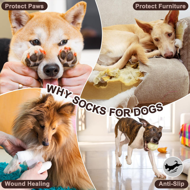 EXPAWLORER Anti Slip Dog Socks - Dog Shoes Paw Protectors with Adjustable Straps for Hot/Cold Pavement, Strong Traction Control with Grippers for Indoor Hardwood Floors - PawsPlanet Australia