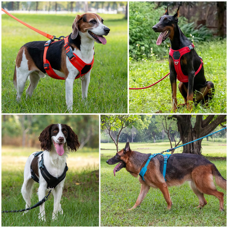 Plutus Pet No Pull Dog Harness, Release at Neck, Soft Padded, Reflective Adjustable Dog Vest Harness for Small, Medium, Large Dogs(Orange, L) Orange - PawsPlanet Australia