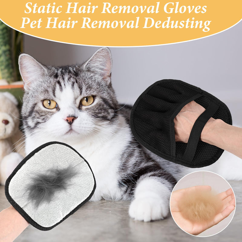 Pet Hair Removal Tool Glove, Cat Hair Remover Reusable Anti Static Hairs Remover Animal Fur Removal Glove for Couch Furniture Carpet Car Seat Curtain (2 Gloves and 1 Comb) - PawsPlanet Australia