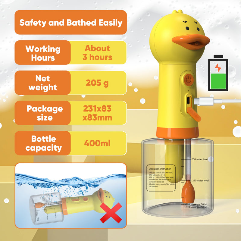 Electric Dog Shampoo Dispenser Dog Shampoo Sprayer Duck Shampoo Foamer for Pet, Foaming Soap Dispenser for Bathtub, Kitchen Sink Cleaning - PawsPlanet Australia