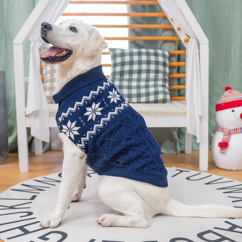 SCIROKKO Warm Winter Dog Sweater - Cold Weather Pet Clothes for Small Medium Large Dogs Indoor Outdoor, Soft Classic Knit Puppy Apparel L Blue - PawsPlanet Australia