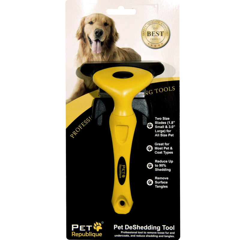 Pet Republique Dog Deshedding Tool - for Dogs, Cats, Rabbits, Any Furry Pets – Reduce Shedding – with 1.8 inches Small and 3 inches Large Replaceable Blades 1.8" & 3.0" (S & L) Blades - PawsPlanet Australia