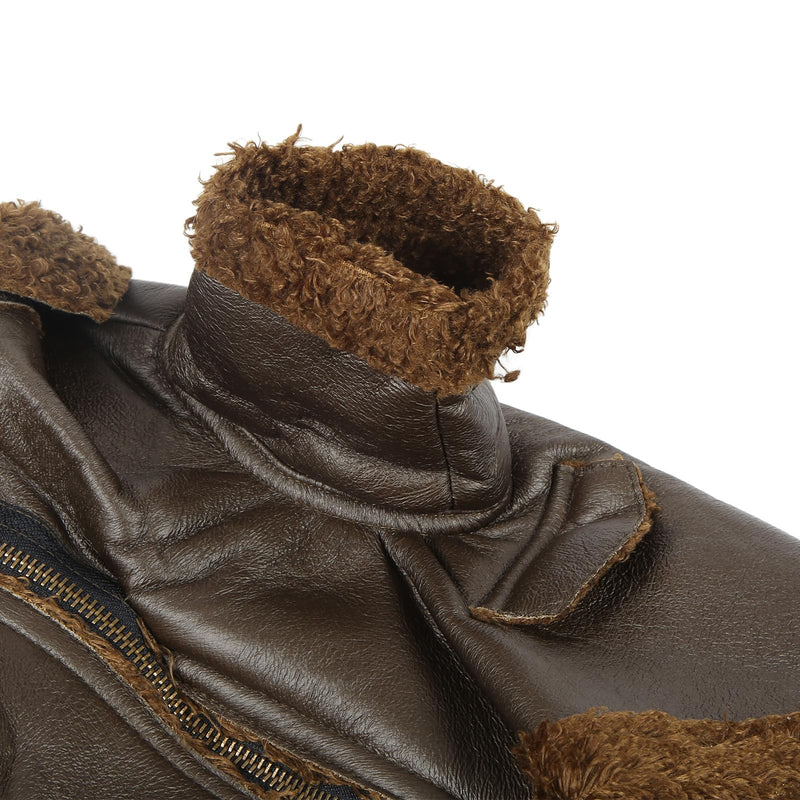 Dog Leather Jacket, Dog Winter Leather Coat Warm for Small Medium Large Dogs for Cats for Winter for Outdoor (S)