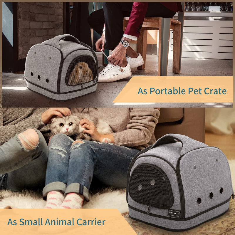 Petsfit Dog Travel Crate Small Design, Soft Sided Small Dog Kennel & Cat Kennel, Fit for Approved Travel, Camping, Outdoor Use Medium Grey A - PawsPlanet Australia