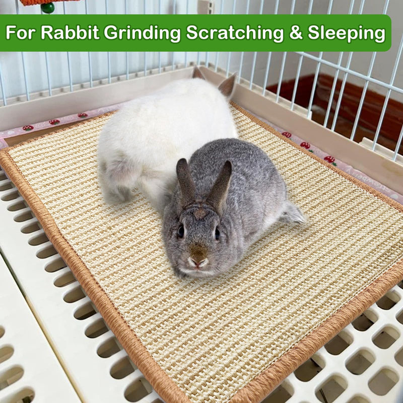 Rabbit Scratching Pad, 16 x 12 Inch Natural Sisal Bunny Scratch Mat Scratcher Mats Claws and Teeth Care for Biting Sleeping Nesting Small Animal Bedding Bed Play Toy (Beige+Brown, 2Pcs) Beige+Brown 2pcs 15.7 x 11.8 in - PawsPlanet Australia