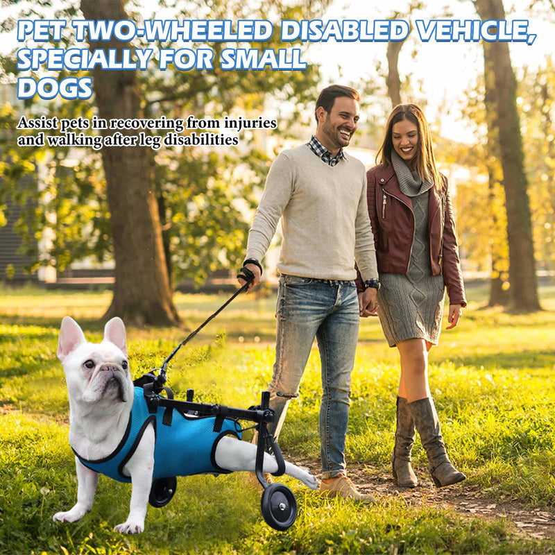 Dog Wheelchair for Back Legs, Two-Wheel Hind Leg Wheelchair, Adjustable Dog Leg Brace and Hip Support for Rear Leg Hind Limbs Disabled Arthritis Paralyzed Injured Small Dogs Cats (Blue, S) Blue